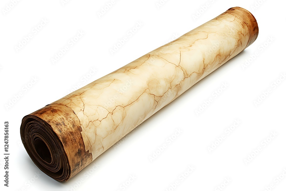 Antique rolled parchment scroll on white background Antique rolled parchment scroll on white background