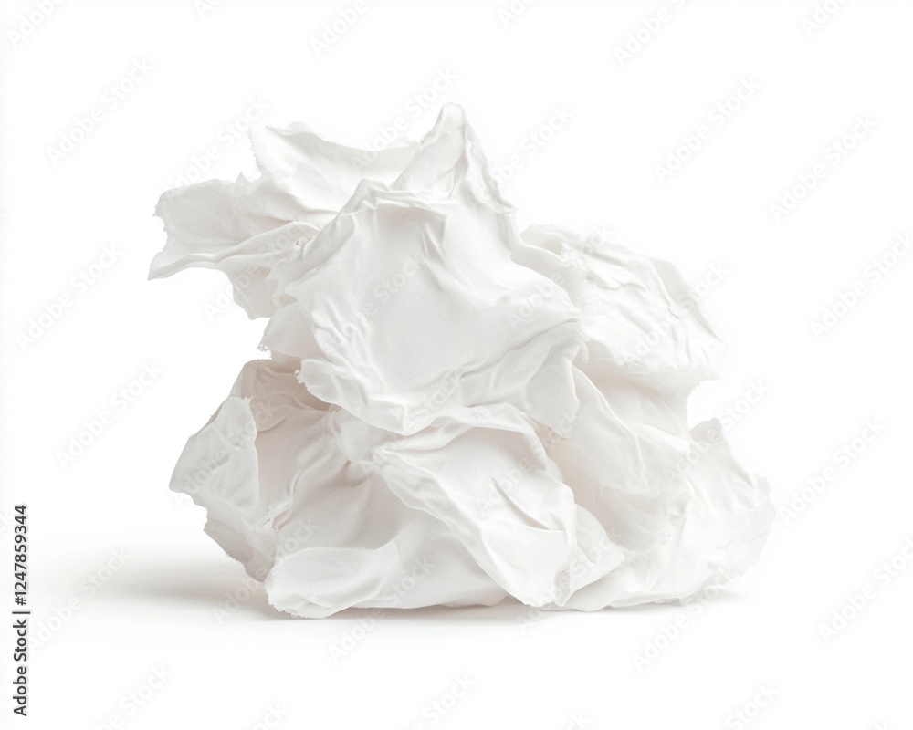 Crumpled white paper minimalist setting photography clean background top-down view simple aesthetics Crumpled white paper minimalist setting photography clean background top-down view simple aesthetics