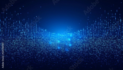 デジタルの波　未来を照らすブルーのグリッド　青