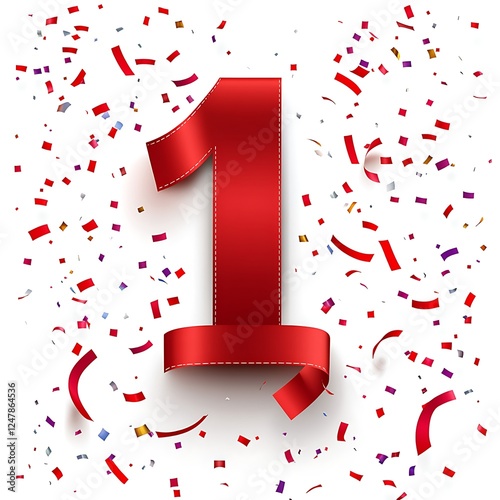 Red Ribbon Number One Celebration Confetti