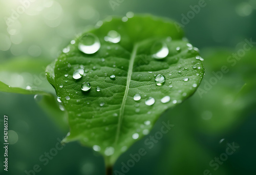 water background leaves green s droplets a leaf dripped macro nature rain dew plant environment fresh raindrop freshness spring ai wet drop garden grass flora texture droplet closeup summer