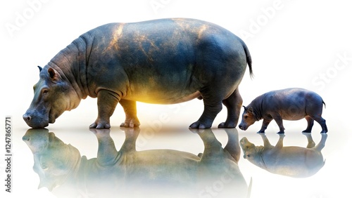 Best Hippopotamus Silhouette Photos:  A Collection of Stunning Hippo Silhouettes Isolated on White photo