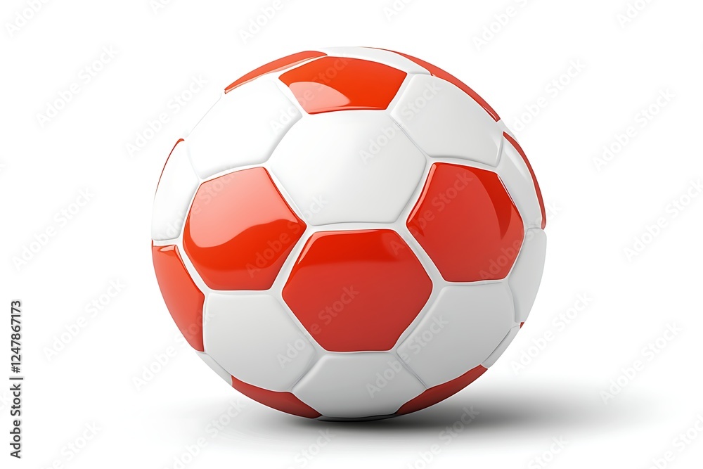 Fototapeta premium Red-white soccer ball, studio shot