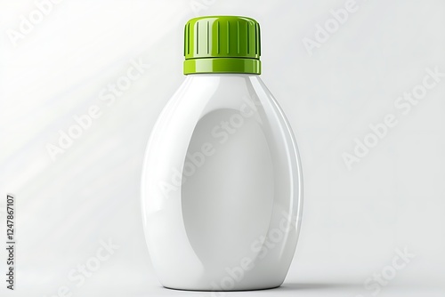 White Bottle with Green Cap on Light Background