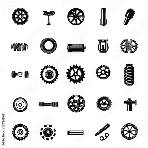 Bicycle Parts Icons Set