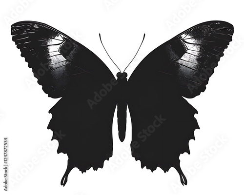 Isolated black and white butterfly silhouette
