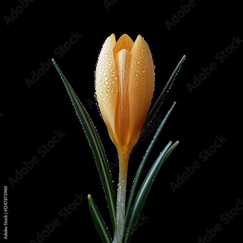 Dew-kissed Crocus on Black Background (1)