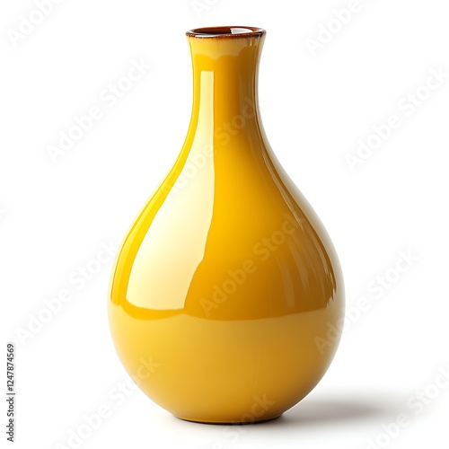 Yellow vase isolated on white background