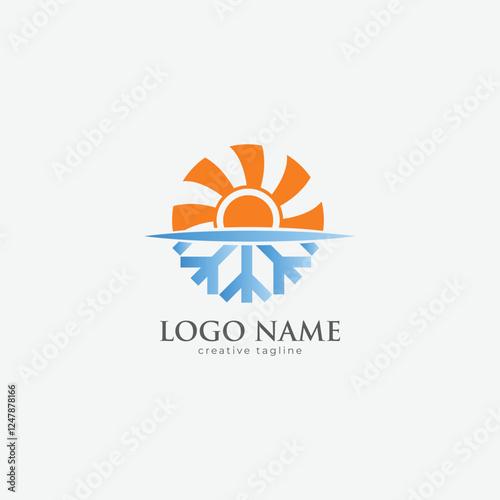 Air conditioning company logo, ac service, air conditioning, heat pumps,  air conditioning logo,  frost fully editable vector template