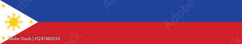 Flag of the Philippines. Flag icon. Standard color. A long banner. Rectangle icon. Computer illustration. Digital illustration. Vector illustration.