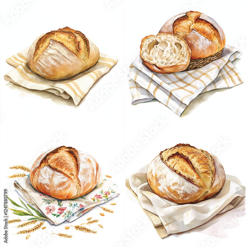 Bread Set Clipart Vector Illustration