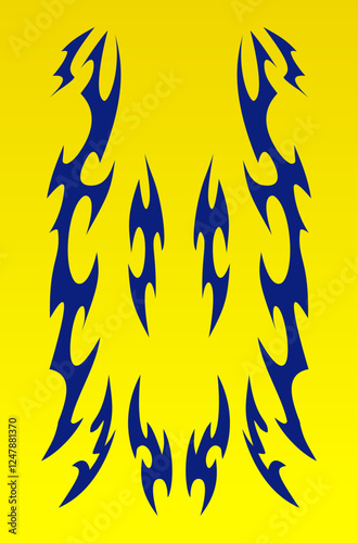 Blue and yellow neo tribal decal design for JDM drift cars design, classic JDM drift cars livery 