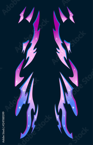 Colorful pink, blue and purple with stars racing livery compatible with jdm cars, decal for racing cars