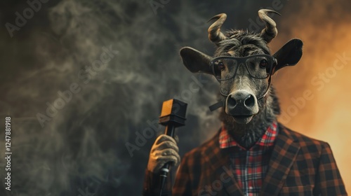 Gnu news anchor delivering the daily news with charisma
