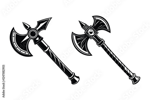 group tomahawk silhouette vector illustration