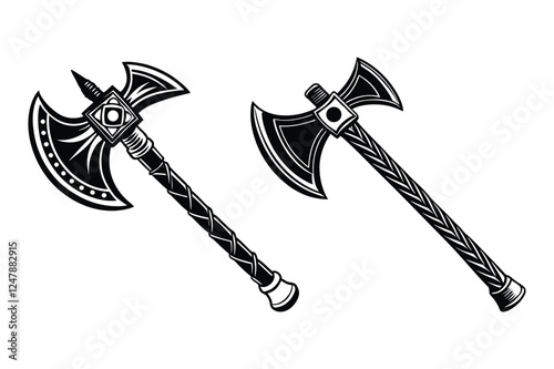 group tomahawk silhouette vector illustration
