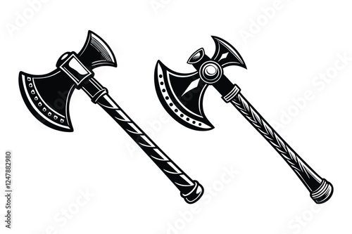group tomahawk silhouette vector illustration