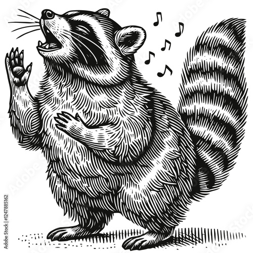 vector illustration of a raccoon