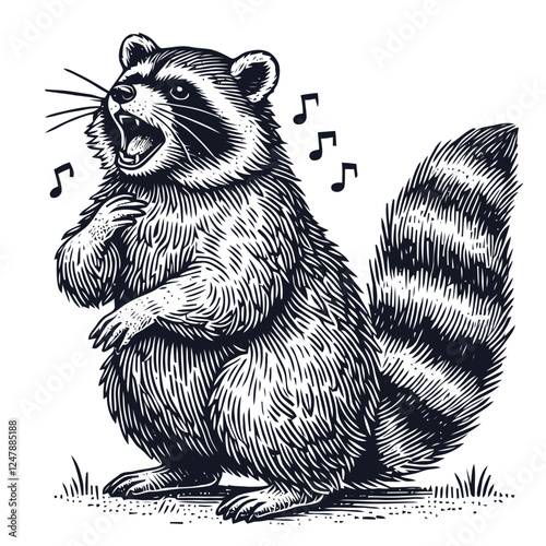 vector illustration of a raccoon