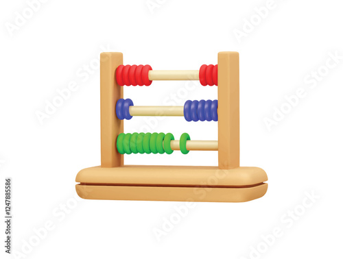 abacus with colorful beads icon 3d. Abacus 3D Illustration Icon