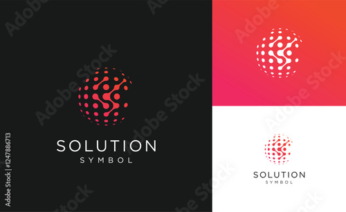 Global financial solutions, tech analysis, logo design template.