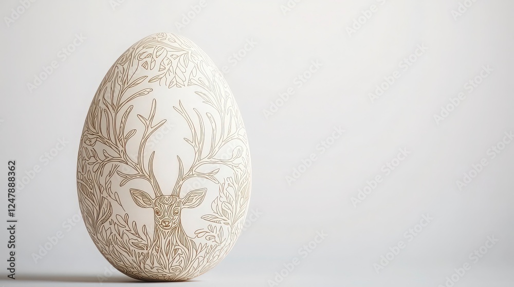 Ornate Easter Egg with Deer Design Ornate Easter Egg with Deer Design