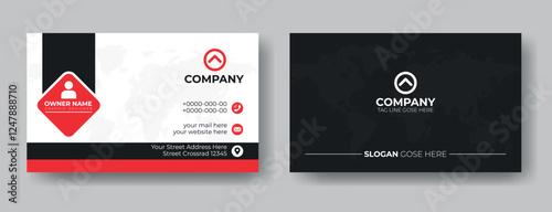 Red color luxury business card design template. A clean and professional business card design template, visiting card