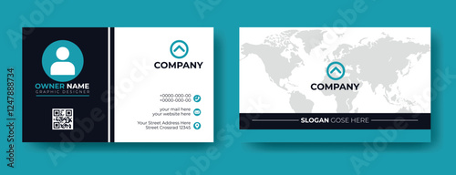 Creative, modern blue business card design template. simple clean visiting card design