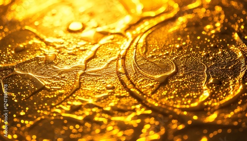 Golden Liquid Abstract - Shiny Texture Background