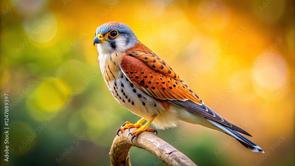 Fototapeta premium Nankeen Kestrel Perched on Branch - Miniature Tilt-Shift Photography