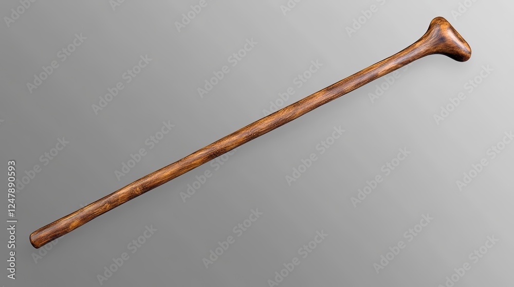 Wooden Walking Stick Handle Isolated on Transparent Background. Classic Design Element for Mobility and Craft Themes Wooden Walking Stick Handle Isolated on Transparent Background. Classic Design Element for Mobility and Craft Themes