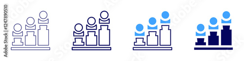 Long-term success icon in 4 different styles. Thin Line, Line, Bold Line, Duotone. Duotone style. Editable stroke