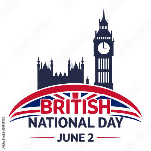 Minimalist National Day Vector Featuring Big Ben and Bold Typography
