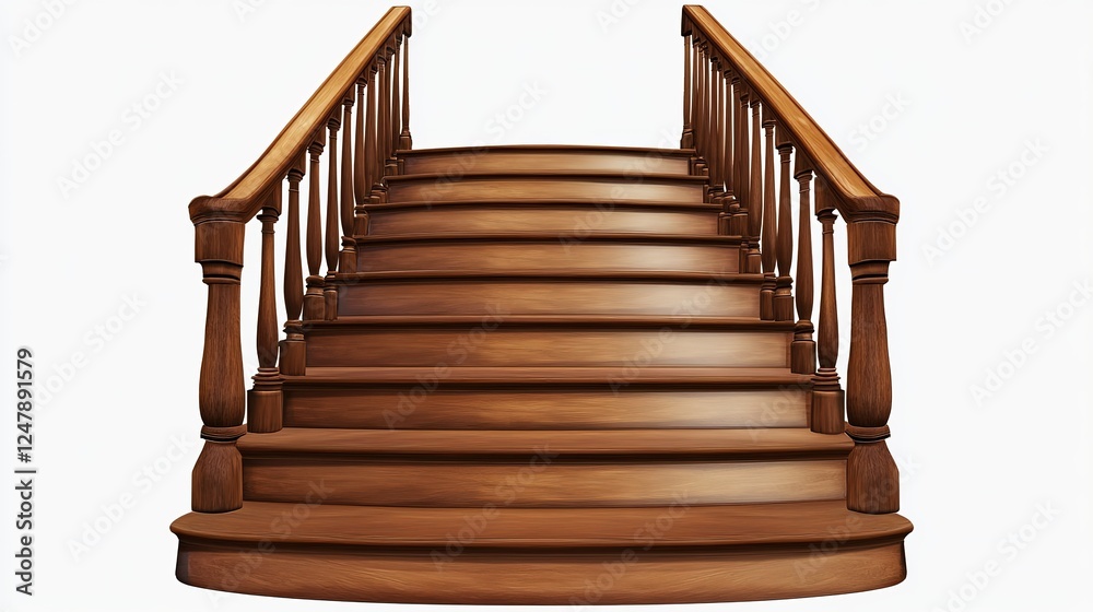 Fototapeta premium Wood Staircase Isolated on Transparent Background. Elegant Design Element for Architectural and Decorative Purposes