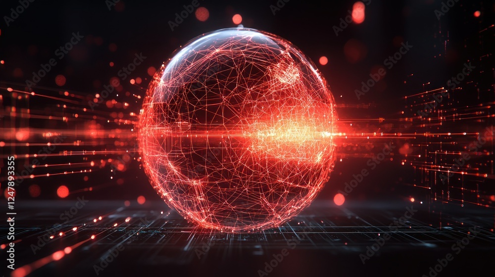 Obraz premium Global network connections, digital data flow, abstract background, technology concept