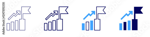 Success through persistence icon in 4 different styles. Thin Line, Line, Bold Line, Duotone. Duotone style. Editable stroke