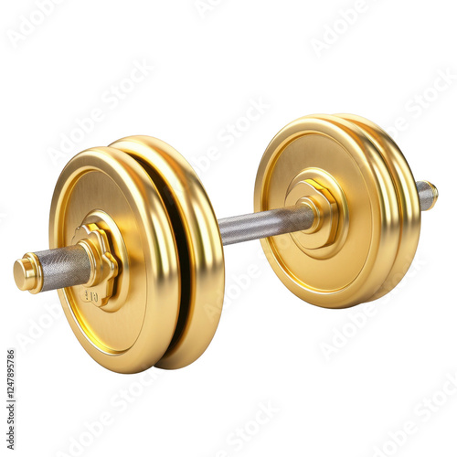 shiny gold dumbbell with sleek design, perfect for fitness enthusiasts and gym lovers. This weightlifting equipment symbolizes strength and dedication to health