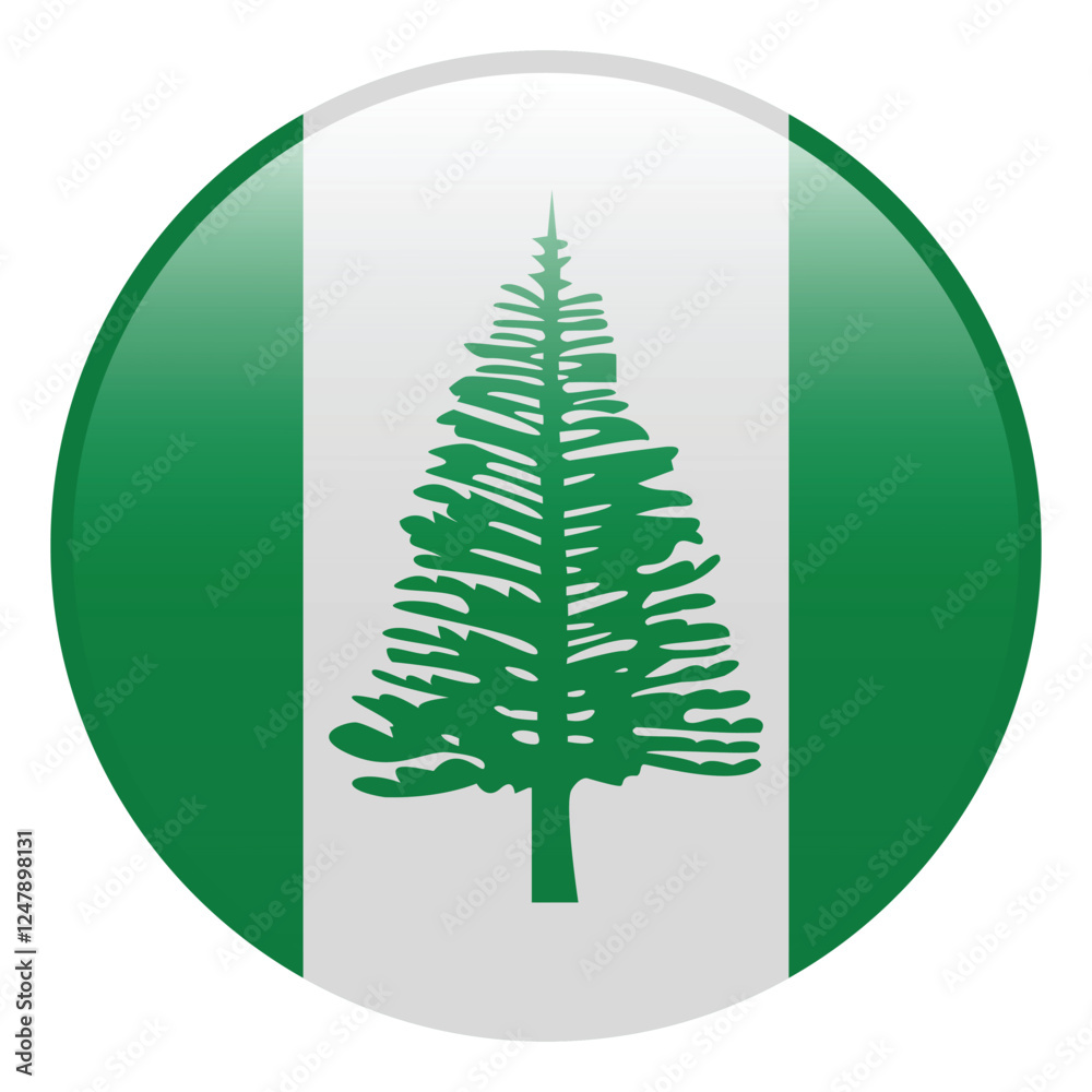 Norfolk Island flag. Norfolk Island circle flag 3d logo icon computer vector illustration design Norfolk Island flag. Norfolk Island circle flag 3d logo icon computer vector illustration design