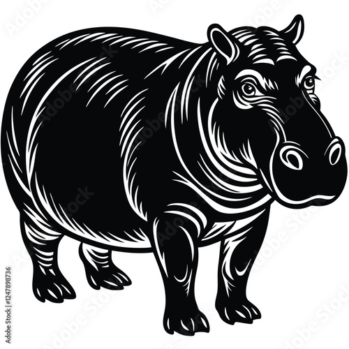 Hippopotamus silhouette Vector with a white background