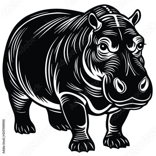 Hippopotamus silhouette Vector with a white background