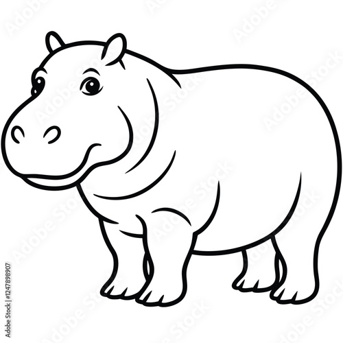 Hippopotamus silhouette Vector with a white background