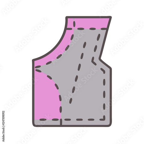 Sewing pattern icon for fabric cutting in pastel colors