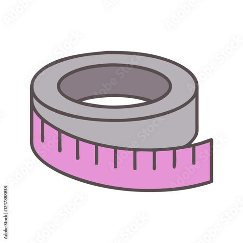 Measuring tape icon for sewing and tailoring in pastel colors