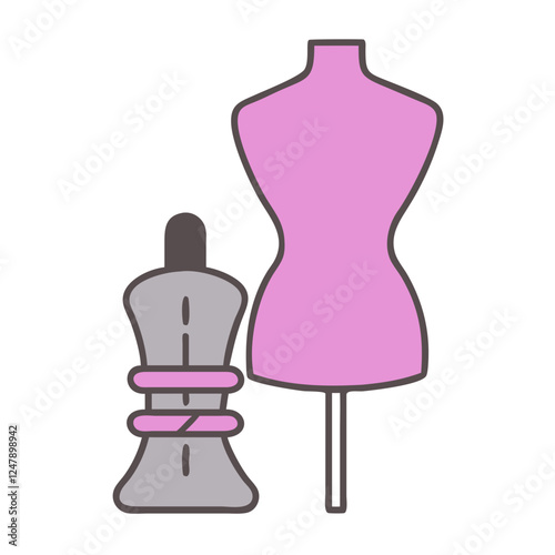 Dressmaker mannequin icon in pastel colors for fashion design