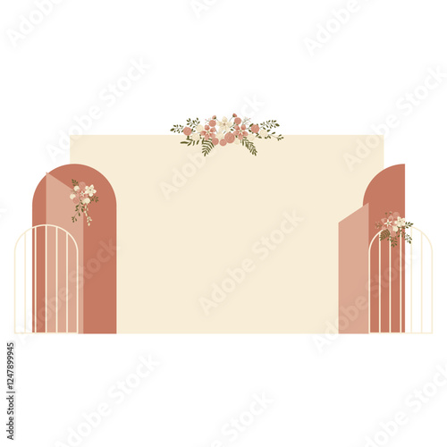 Wedding Backdrop with Floral Decoration. Wedding Background Decortion