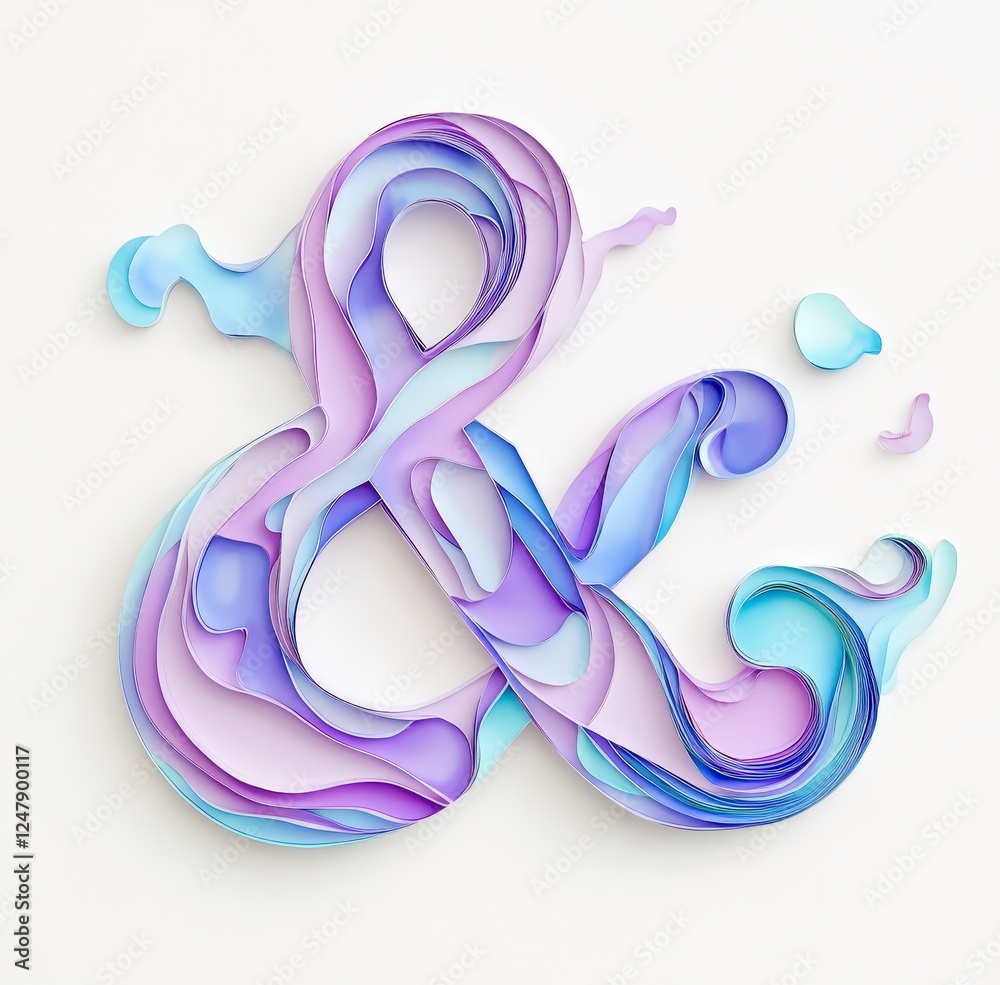 Fototapeta premium Colorful Abstract Ampersand Design in Pastel Shades and Curves