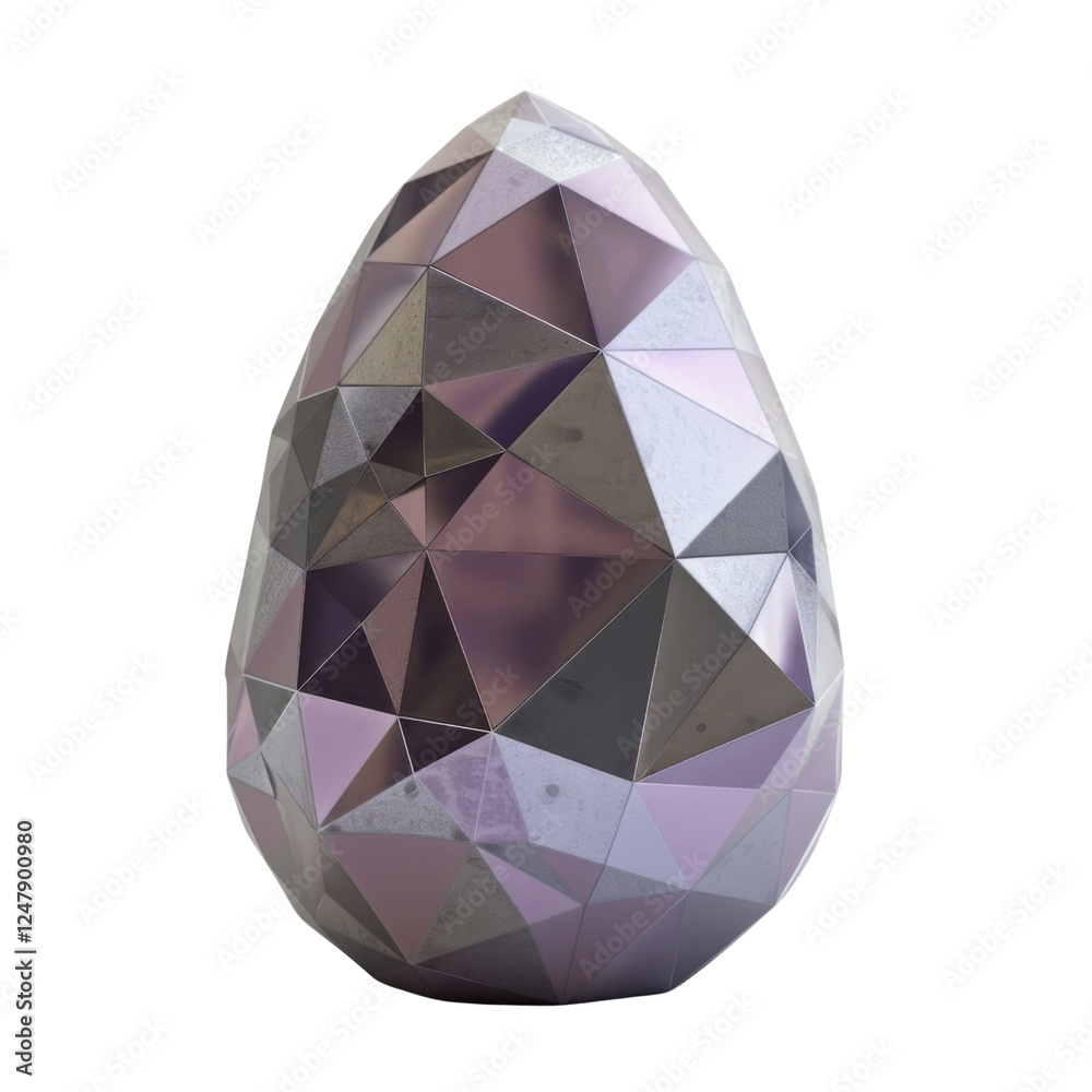 geometric crystal egg with faceted surface, reflecting light in shades of purple and gray, creating modern and artistic appearance geometric crystal egg with faceted surface, reflecting light in shades of purple and gray, creating modern and artistic appearance