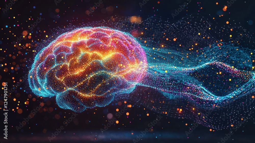 Glowing Brain Neural Network, Abstract Mind Concept Glowing Brain Neural Network, Abstract Mind Concept