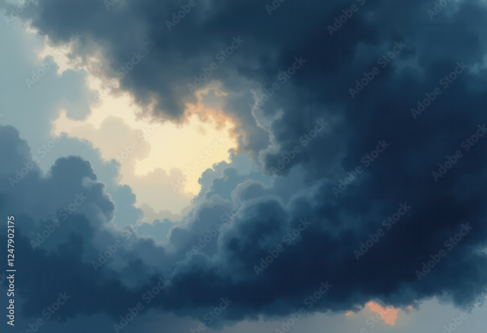 Obraz premium Dramatic Dark Clouds with Light Breaking Through