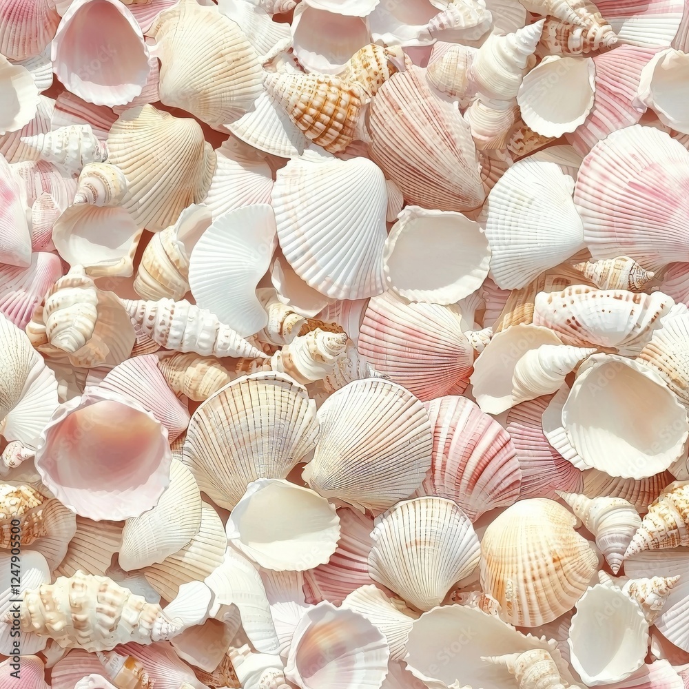 Seashell Background Texture - Pink and White Shells Seashell Background Texture - Pink and White Shells